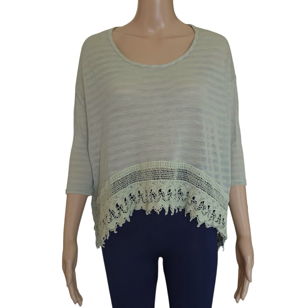 Painted Threads Nordstrom Boho Lace High Low Shirt Green Size Small
